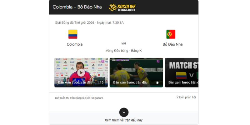 Đại chiến World Cup 2026: Colombia vs Bồ Đào Nha – 06:30 ngày 28/06, xem trực tiếp bóng đá cực căng tại Socolive TV